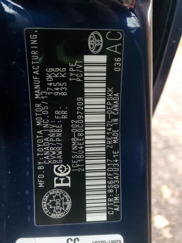 2T1BU4EE8DC097209 - 2013 TOYOTA COROLLA BASE BLUE photo 12