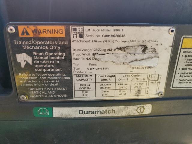 G001V02994S - 2018 HYST FORKLIFT Жовтий фото 10