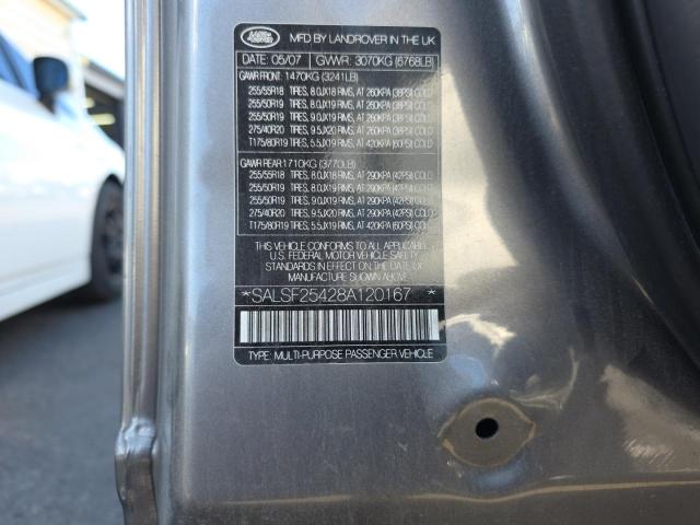 SALSF25428A120167 - 2008 LAND ROVER RANGE ROVE HSE GRAY photo 10