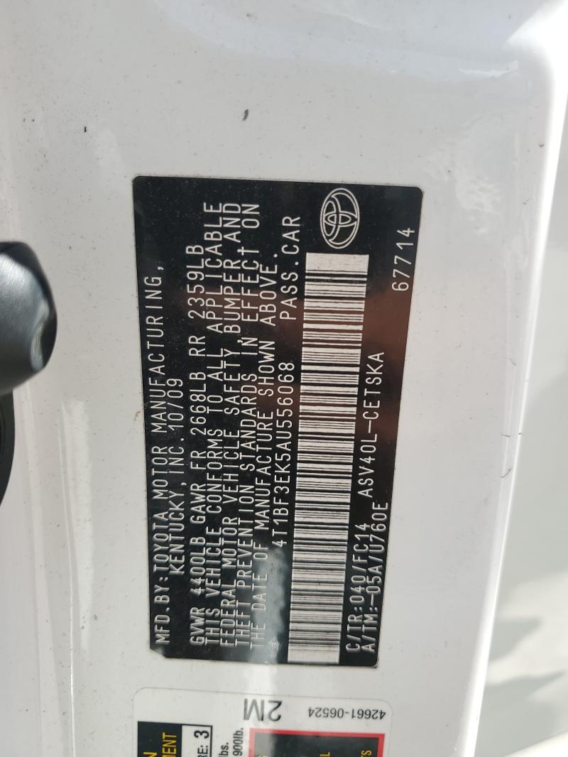 4T1BF3EK5AU556068 - 2010 TOYOTA CAMRY BASE WHITE photo 12