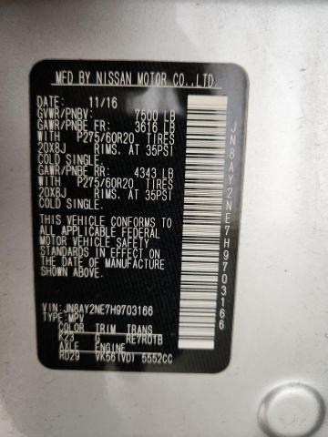 JN8AY2NE7H9703166 - 2017 NISSAN ARMADA PLATINUM ვერცხლისფერი ფოტო 14