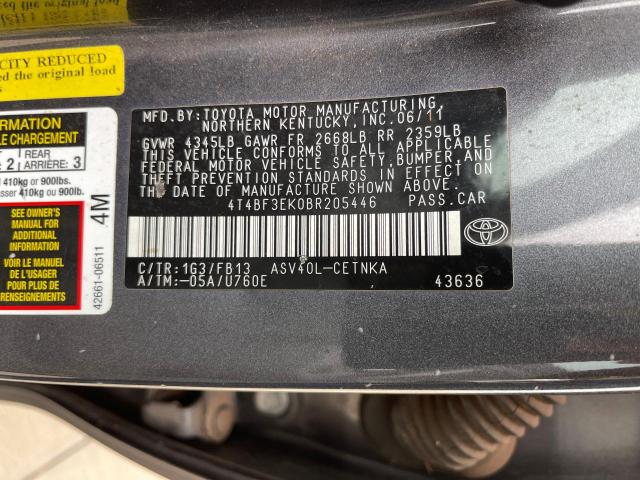 4T4BF3EK0BR205446 - 2011 TOYOTA CAMRY BASE Boz foto 10
