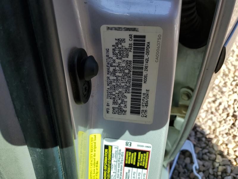 5YFBU4EE0CP053588 - 2012 TOYOTA COROLLA BASE 银色 照片 12