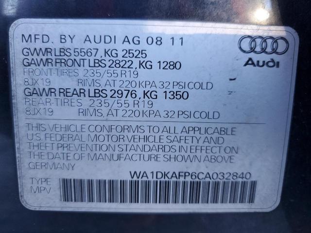 WA1DKAFP6CA032840 - 2012 AUDI Q5 PREMIUM PLUS BLUE photo 13