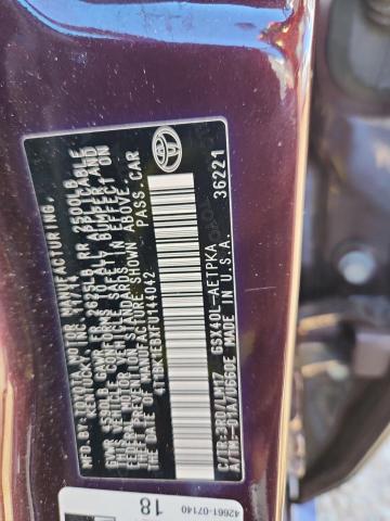 4T1BK1EBXFU144042 - 2015 TOYOTA AVALON XLE 勃艮第红 照片 12