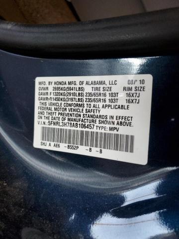 5FNRL3H78AB106457 - 2010 HONDA ODYSSEY EXL BLUE photo 12