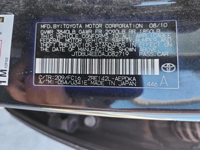 JTDBU4EE0AJ082719 - 2010 TOYOTA COROLLA BASE Чорний фото 12