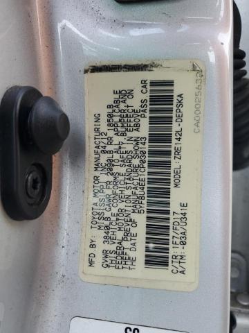 5YFBU4EE1CP030143 - 2012 TOYOTA COROLLA BASE Gümüş foto 12