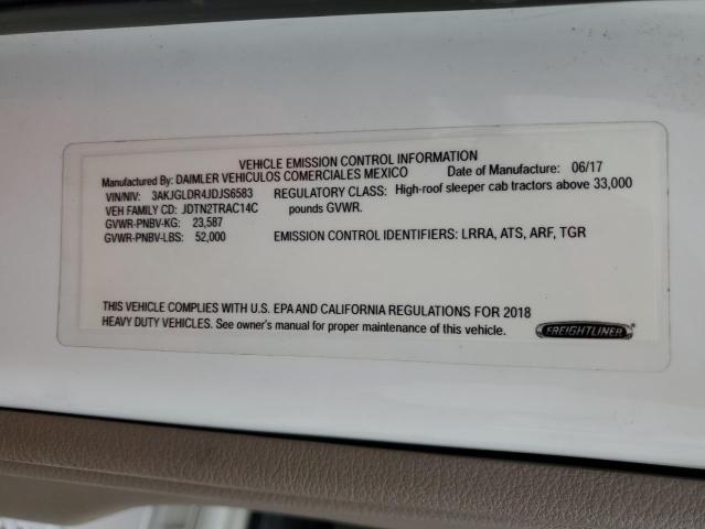 3AKJGLDR4JDJS6583 - 2018 FREIGHTLINER CASCADIA 1 Երկգույն լուսանկար 10