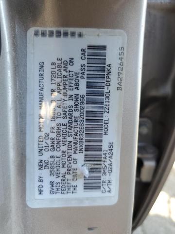 1NXBR32E63Z002966 - 2003 TOYOTA COROLLA CE BEIGE photo 12