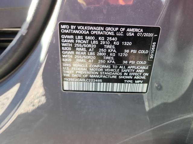 1V25E2CA0LC222465 - 2020 VOLKSWAGEN ATLAS CROS SE Серый фото 13