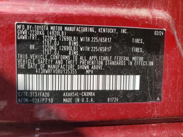 4T3RWRFV0RU135355 - 2024 TOYOTA RAV4 XLE RED photo 13