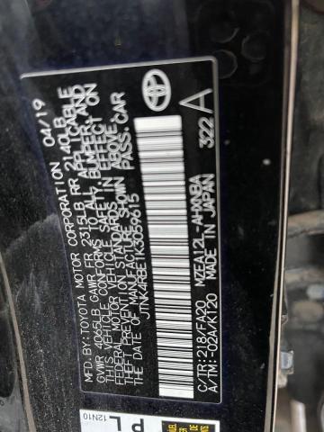 JTNK4RBE1K3059615 - 2019 TOYOTA COROLLA SE BLACK photo 10