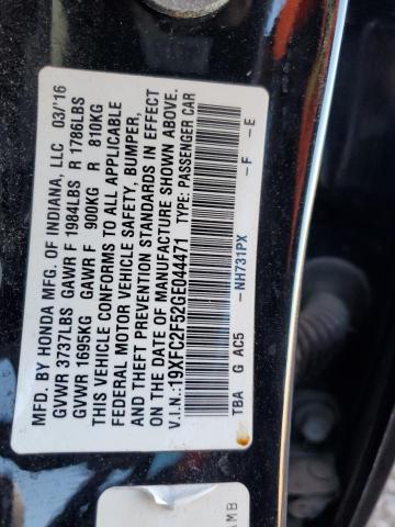 19XFC2F52GE044471 - 2016 HONDA CIVIC LX BLACK photo 13