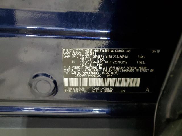 2T3DWRFV6KW023000 - 2019 TOYOTA RAV4 LIMITED 蓝色 照片 13