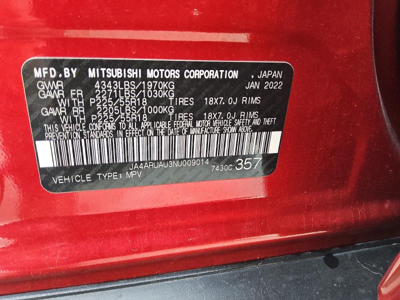 JA4ARUAU3NU009014 - 2022 MITSUBISHI OUTLANDER ES 红色 照片 13