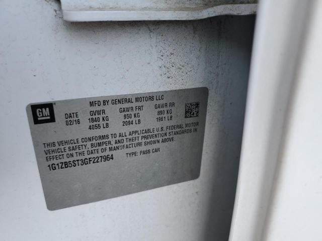 1G1ZB5ST3GF227964 - 2016 CHEVROLET MALIBU LS Ақ фото 12