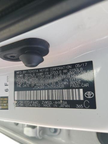 JTDKBRFU7H3563428 - 2017 TOYOTA PRIUS WHITE photo 13