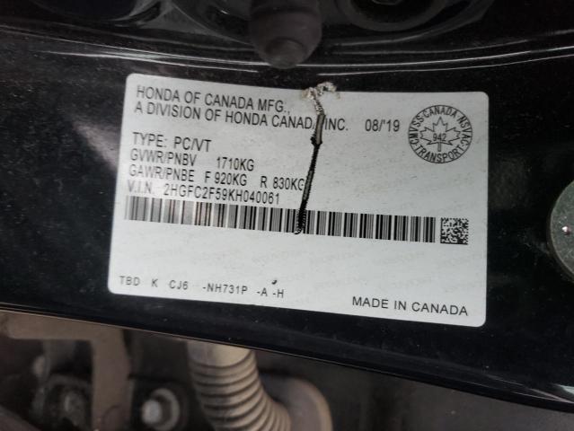 2HGFC2F59KH040061 - 2019 HONDA CIVIC LX BLACK photo 13