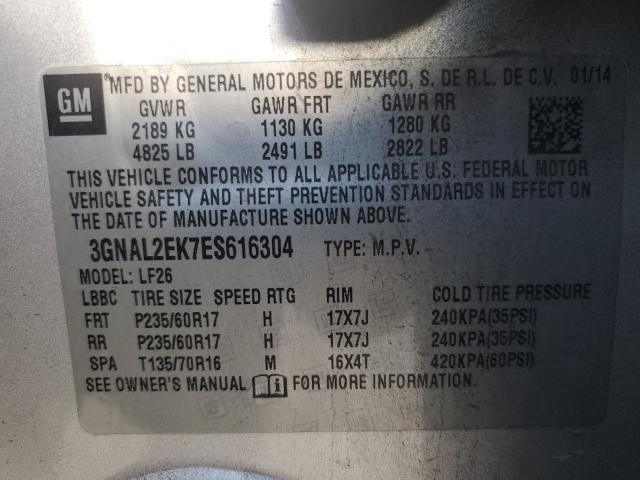 3GNAL2EK7ES616304 - 2014 CHEVROLET CAPTIVA LS 银色 照片 12