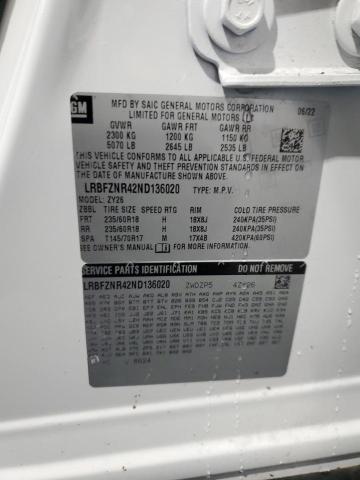 LRBFZNR42ND136020 - 2022 BUICK ENVISION ESSENCE Սպիտակ լուսանկար 13