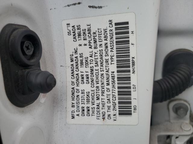 2HGFC2F77JH564874 - 2018 HONDA CIVIC EX Ağ foto 12