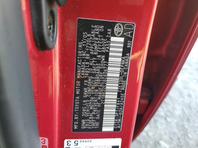 2T1BR32E26C606777 - 2006 TOYOTA COROLLA CE RED photo 12