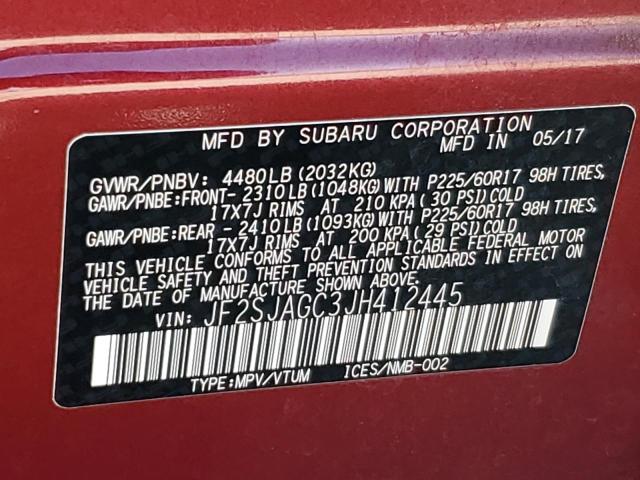 JF2SJAGC3JH412445 - 2018 SUBARU FORESTER 2.5I PREMIUM Bordo foto 13