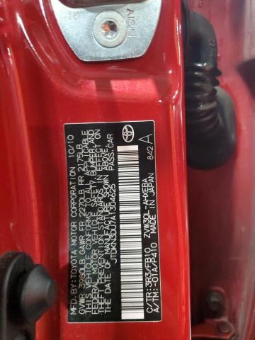 JTDKN3DU7A1304625 - 2010 TOYOTA PRIUS RED photo 12