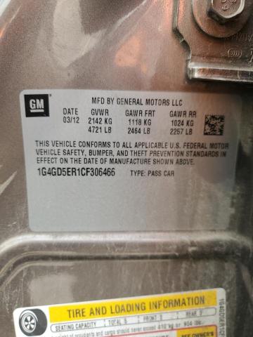 1G4GD5ER1CF306466 - 2012 BUICK LACROSSE PREMIUM Brązowy zdjęcie 12