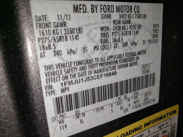 1FMJU1J53CEF16848 - 2012 FORD EXPEDITION XLT CHARCOAL photo 13