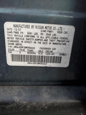 JNKAJ09F28M354422 - 2008 INFINITI EX35 BASE 蓝色 照片 13