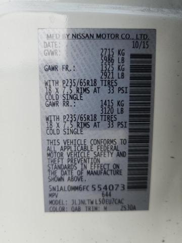 5N1AL0MM6FC554073 - 2015 INFINITI QX60 თეთრი ფოტო 12