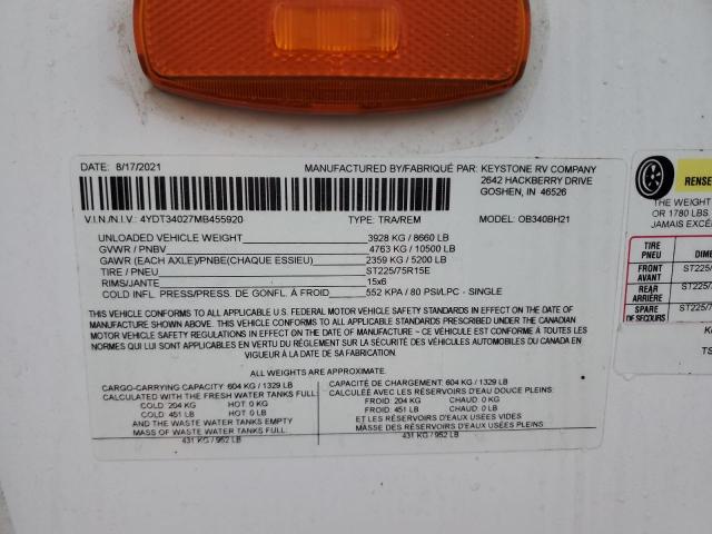 4YDT34027MB455920 - 2021 KEYSTONE OUTBACK Braun Foto 10