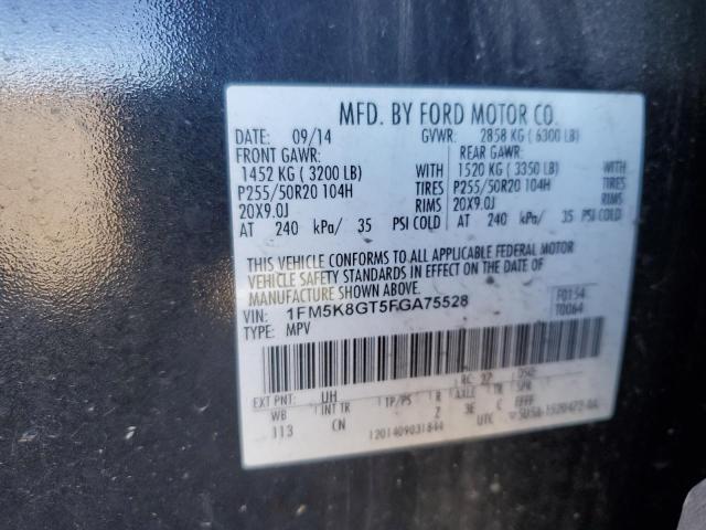 1FM5K8GT5FGA75528 - 2015 FORD EXPLORER SPORT BLACK photo 13