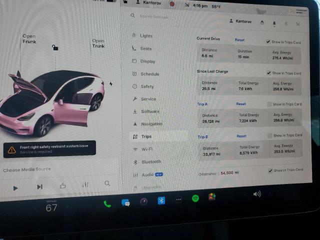 7SAYGAEE9NF328425 - 2022 TESLA MODEL Y Gris foto 9