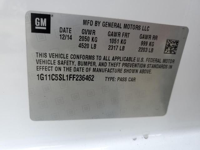 1G11C5SL1FF236462 - 2015 CHEVROLET MALIBU 1LT WHITE photo 12