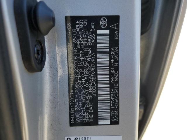 JTDBL40E199077813 - 2009 TOYOTA COROLLA BASE 银色 照片 12