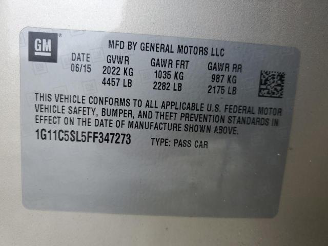 1G11C5SL5FF347273 - 2015 CHEVROLET MALIBU 1LT ბეჟი ფოტო 12