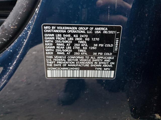 1V2WC2CA8MC240482 - 2021 VOLKSWAGEN ATLAS CROS SE BLUE photo 12