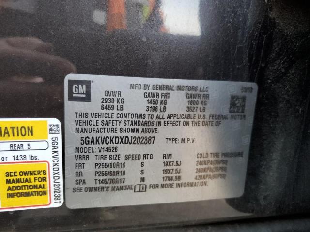 5GAKVCKDXDJ202387 - 2013 BUICK ENCLAVE BLACK photo 13