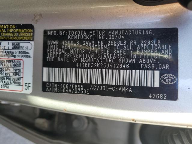 4T1BE32K25U412846 - 2005 TOYOTA CAMRY LE SILVER photo 13