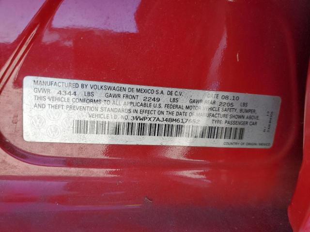 3VWPX7AJ4BM617652 - 2011 VOLKSWAGEN JETTA S 红色 照片 13