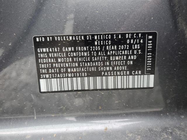 3VW217AU3FM019189 - 2015 VOLKSWAGEN GOLF GRAY photo 12