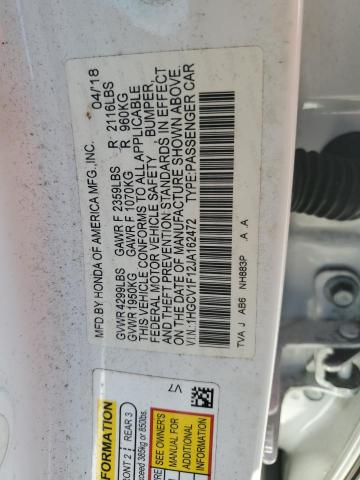 1HGCV1F12JA162472 - 2018 HONDA ACCORD LX WHITE photo 13