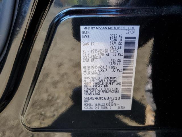 5N1AR2MM3FC634313 - 2015 NISSAN PATHFINDER S BLACK photo 13