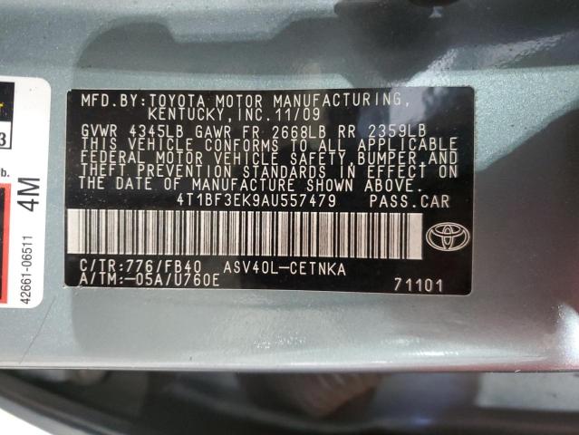 4T1BF3EK9AU557479 - 2010 TOYOTA CAMRY BASE GREEN photo 12