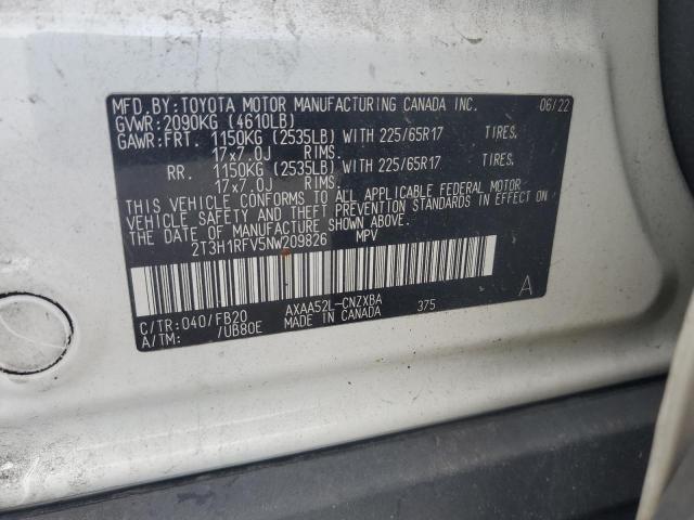 2T3H1RFV5NW209826 - 2022 TOYOTA RAV4 LE WHITE photo 13