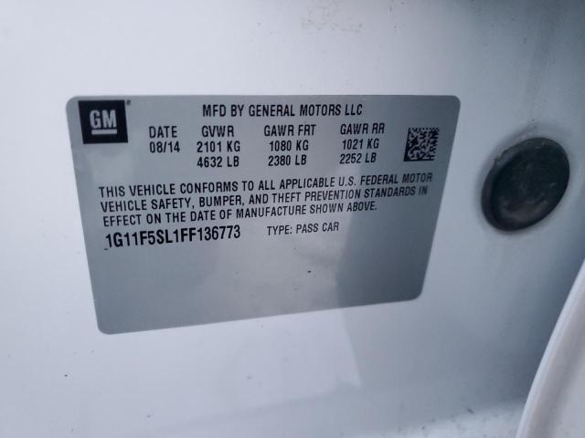 1G11F5SL1FF136773 - 2015 CHEVROLET MALIBU LTZ WHITE photo 12