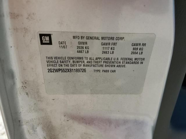 2G2WP552X81189726 - 2008 PONTIAC GRAND PRIX 灰色 照片 12